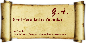 Greifenstein Aranka névjegykártya